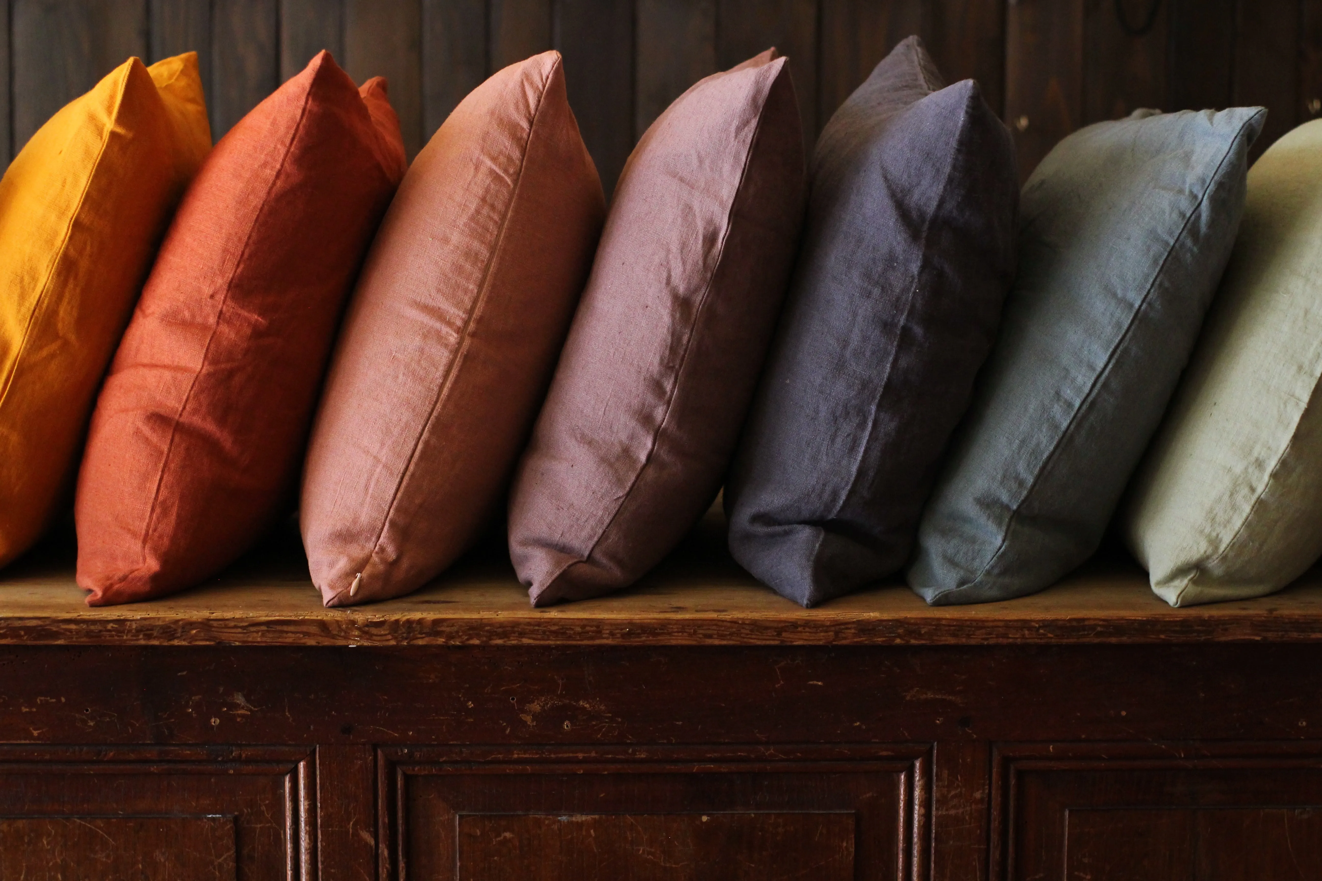 Washed Linen Cushion, Blush